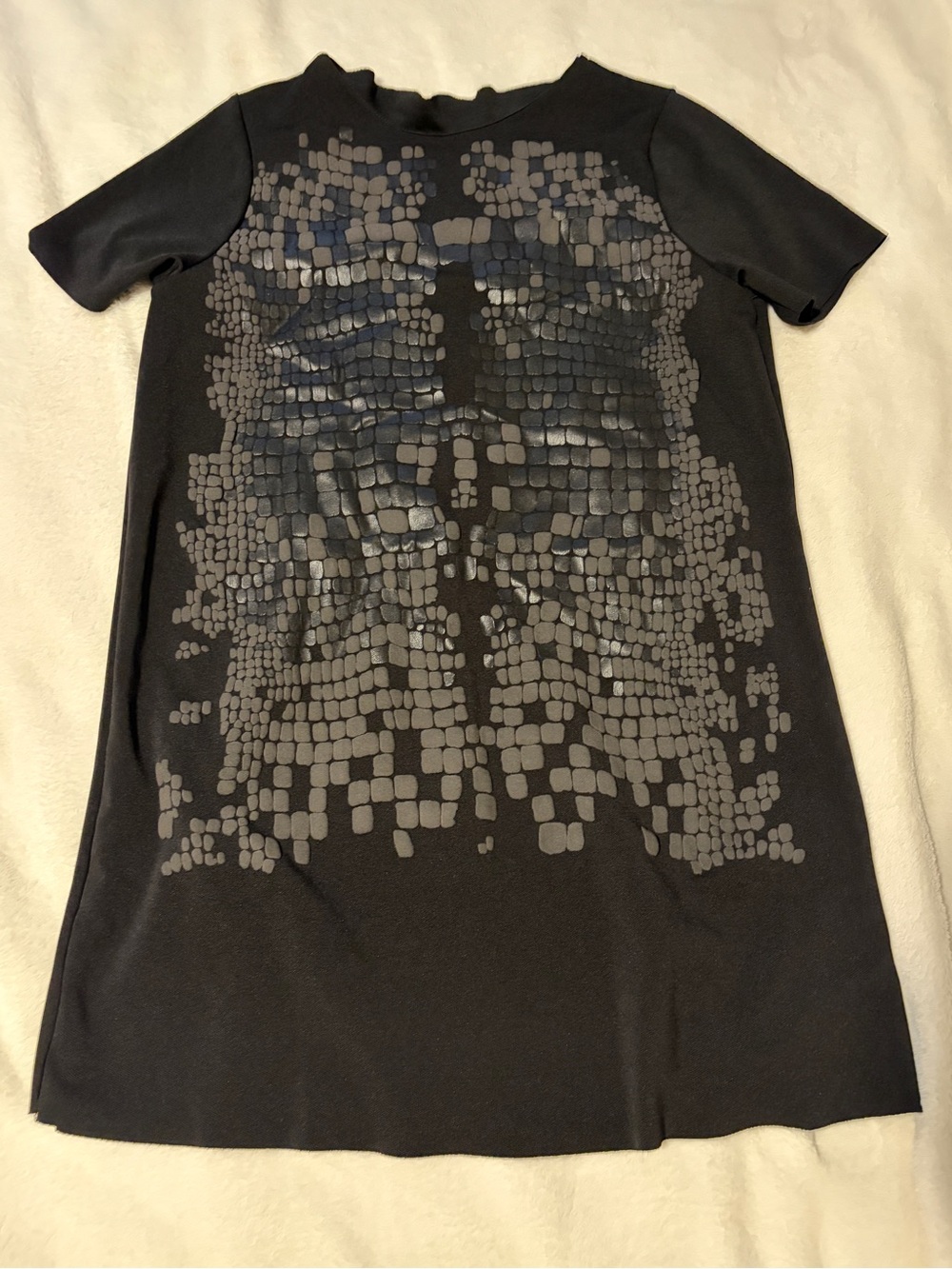 Zara Black Tunic with Gray Mosaic Print